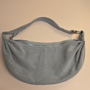 Elegant Blue Suede Hobo Bag